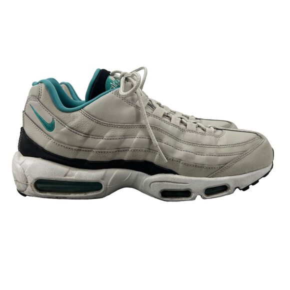 Nike Mens 12 Air Max 95 Essential Light Bone Turquoise Training Sneaker Shoes - Picture 1 of 13